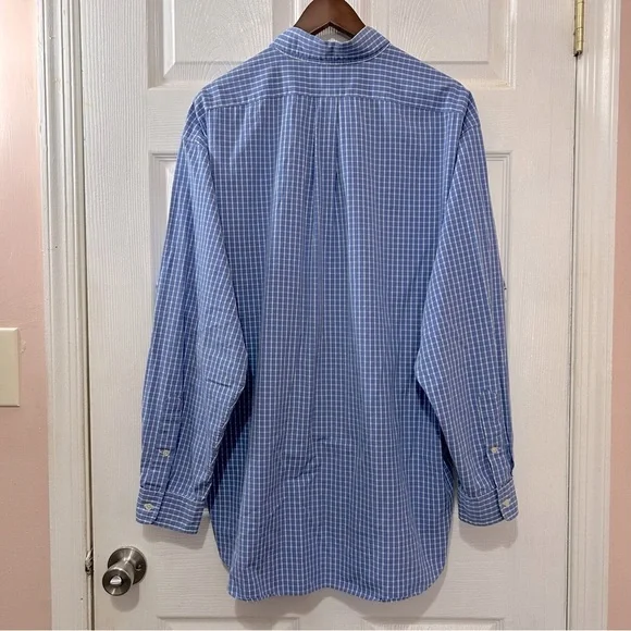 POLO Ralph Lauren Button Down Shirt Men's Blake Blue White Gingham Check Size XL - Picture 2 of 7